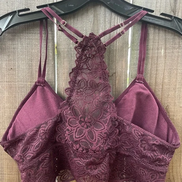 Aerie Lace Racerback Bralette in Deep Plum Medium - Picture 4 of 9